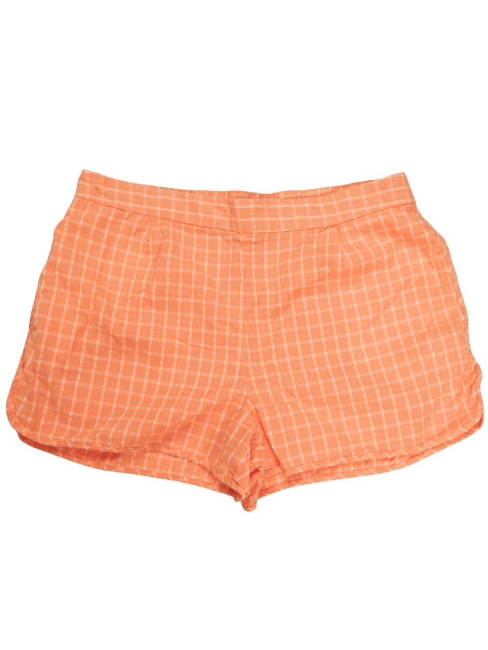 Zara Womens Large Orange Plaid High Rise Shorts Lightweight Preppy